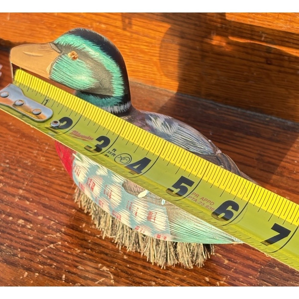 Vintage Hand Carved  Hand Painted Duck Lint Brush For Clothes Coats Shoes  New - Picture 6 of 7